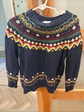 Navy Fair Isle Knit Sweater with Multicolor Pattern